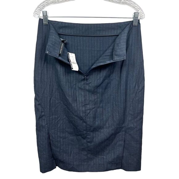 New York & Company Womens Pencil Skirt Pinstripe Blue Black Vented Zip Up Sz 6 - Picture 5 of 6